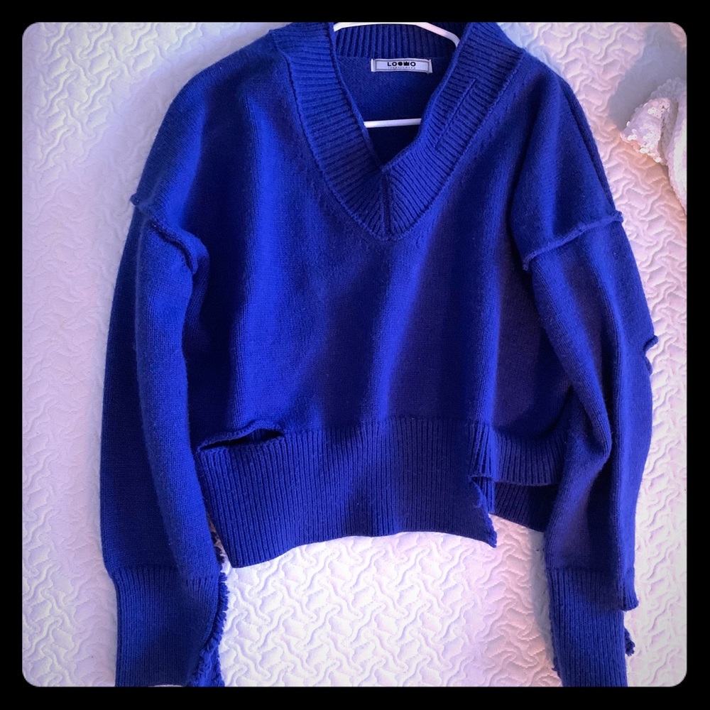 Beautiful Blue cutout sweater wore once